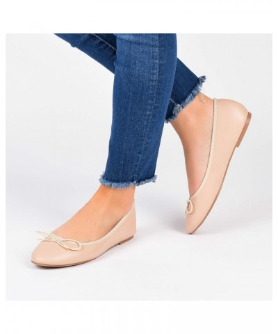 Womens Medium and Wide Width Vika Ballet Flat with Knit Trim and Dainty Vegan Leather Bow Detail Blush $16.80 Flats