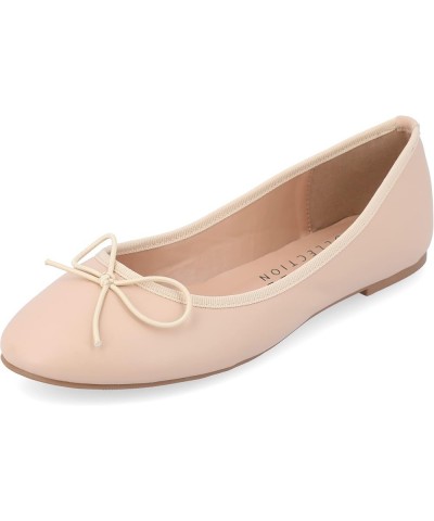 Womens Medium and Wide Width Vika Ballet Flat with Knit Trim and Dainty Vegan Leather Bow Detail Blush $16.80 Flats