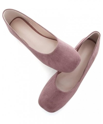 Ballets Flats for Women Square Toe Slip on Comfortable Flat Shoes Walking Dress Flats Loafers A Pinkish Grey $17.70 Flats