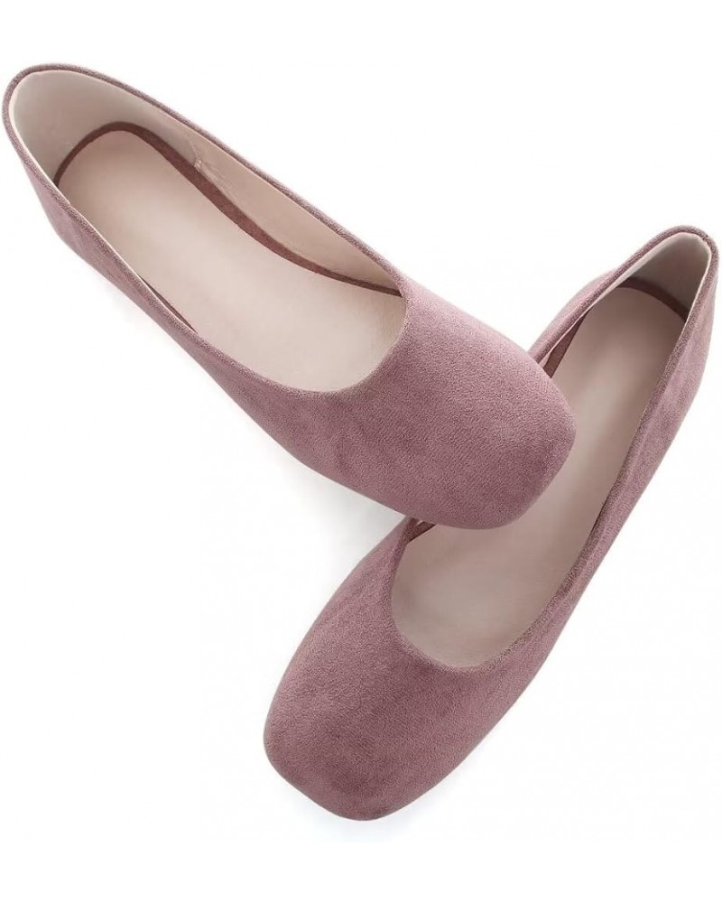 Ballets Flats for Women Square Toe Slip on Comfortable Flat Shoes Walking Dress Flats Loafers A Pinkish Grey $17.70 Flats