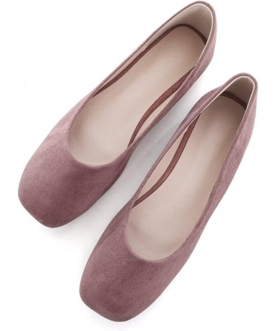 Ballets Flats for Women Square Toe Slip on Comfortable Flat Shoes Walking Dress Flats Loafers A Pinkish Grey $17.70 Flats