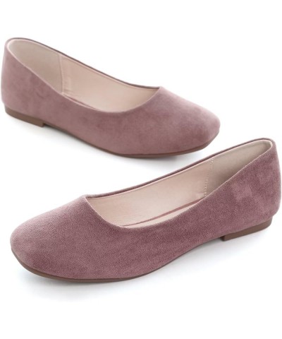 Ballets Flats for Women Square Toe Slip on Comfortable Flat Shoes Walking Dress Flats Loafers A Pinkish Grey $17.70 Flats