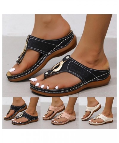 Wide Width Sandals for Women Orthotic Flip Flops with Arch Support Thong Style Slippers Walking Sandals Comfy Shoes Z01-black...