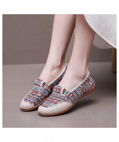 Fashion Four Season Women Casual Shoes Flat Bottom Round Toe Slip On Colorful Painting Lightweight and Women Dress Shoes A $1...