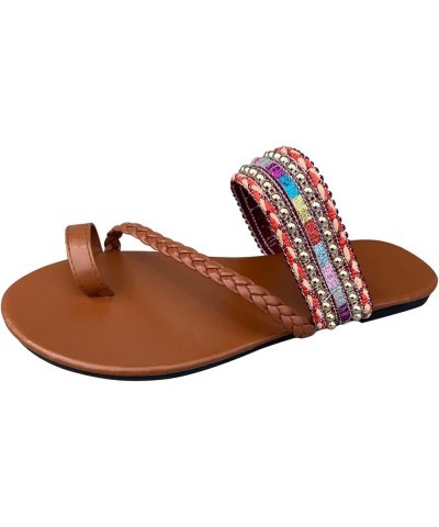 Stud Sandals for Women Fancy Straps Cork Sole Flip Flops For Ladies Outdoor Beach Women Platform Rhinestone Sandals Red $15.4...