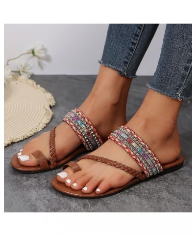 Stud Sandals for Women Fancy Straps Cork Sole Flip Flops For Ladies Outdoor Beach Women Platform Rhinestone Sandals Red $15.4...