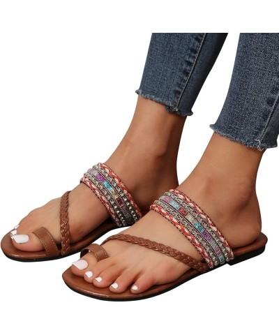 Stud Sandals for Women Fancy Straps Cork Sole Flip Flops For Ladies Outdoor Beach Women Platform Rhinestone Sandals Red $15.4...