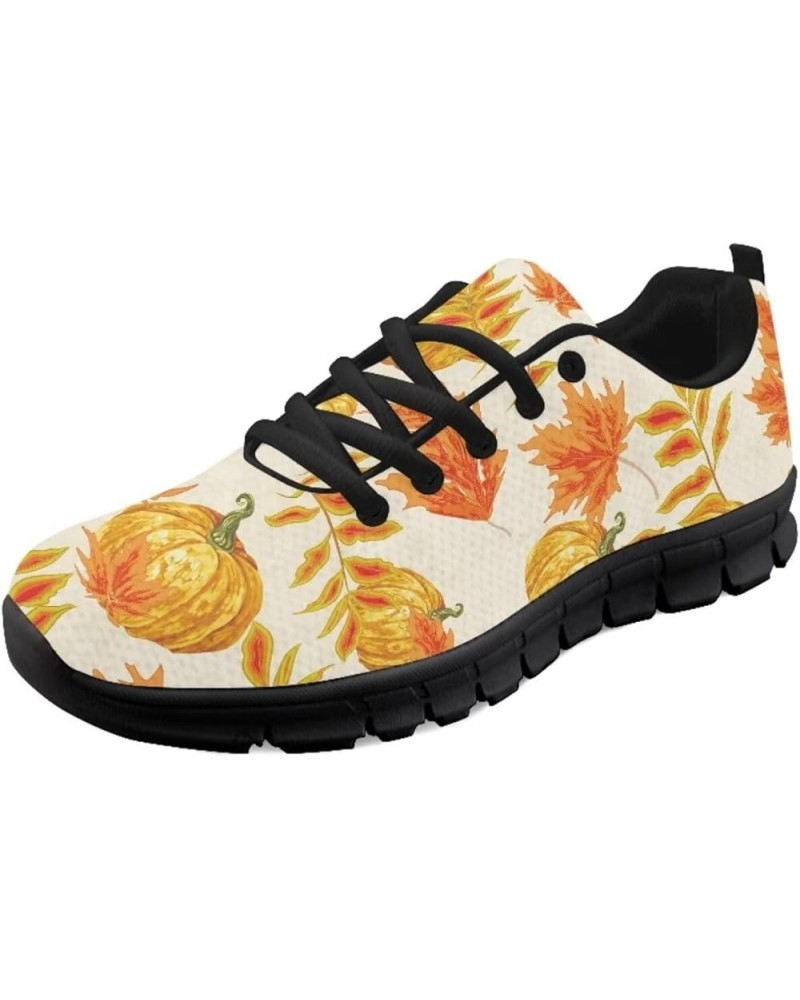 Women's Play Canvas Sneaker Flat Tennis Shoes Autumn Pumpkin Maple Leaf $18.06 Fashion Sneakers