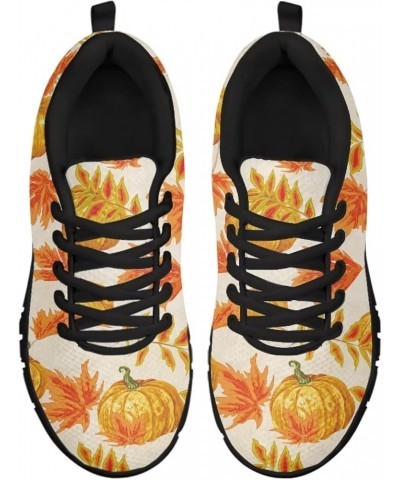 Women's Play Canvas Sneaker Flat Tennis Shoes Autumn Pumpkin Maple Leaf $18.06 Fashion Sneakers