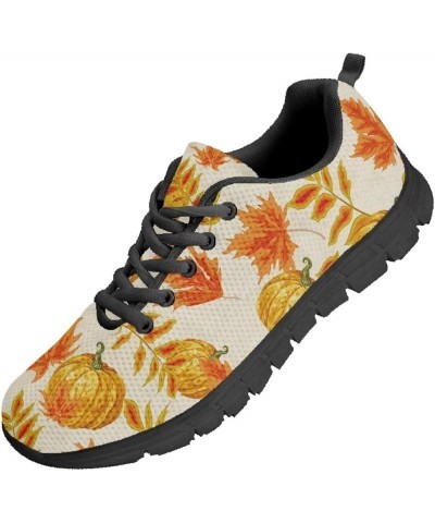 Women's Play Canvas Sneaker Flat Tennis Shoes Autumn Pumpkin Maple Leaf $18.06 Fashion Sneakers