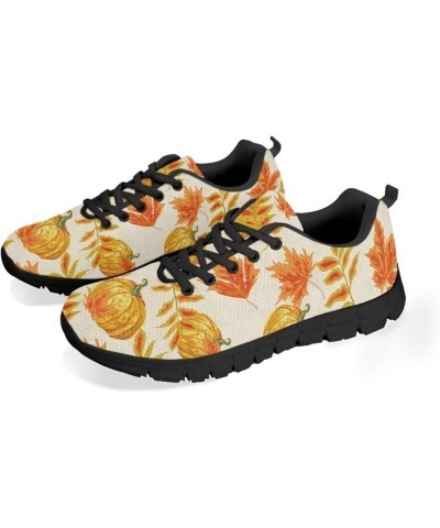 Women's Play Canvas Sneaker Flat Tennis Shoes Autumn Pumpkin Maple Leaf $18.06 Fashion Sneakers