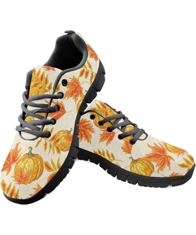 Women's Play Canvas Sneaker Flat Tennis Shoes Autumn Pumpkin Maple Leaf $18.06 Fashion Sneakers