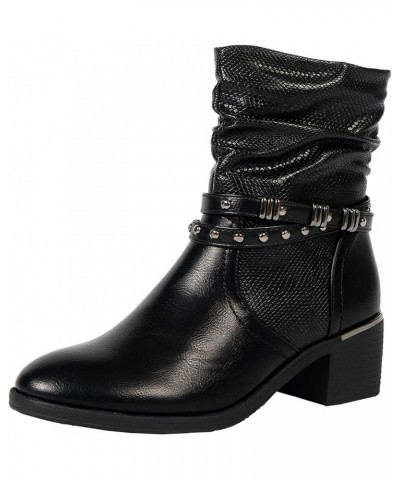 Cowboy Boots for Women Lace Up Boots for Women Western Cowboy Boots Wedge Ankle Boots Z 14-black $20.79 Outdoor Shoes