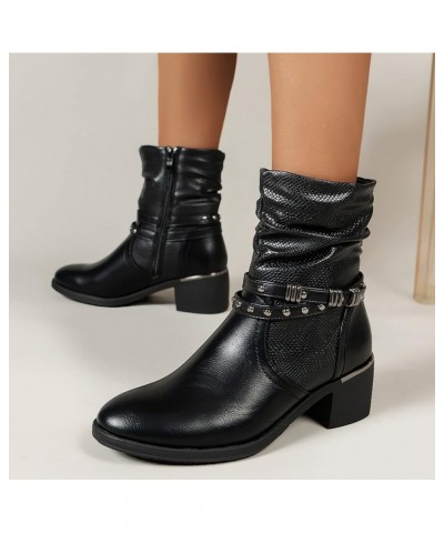 Cowboy Boots for Women Lace Up Boots for Women Western Cowboy Boots Wedge Ankle Boots Z 14-black $20.79 Outdoor Shoes