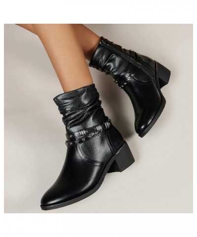 Cowboy Boots for Women Lace Up Boots for Women Western Cowboy Boots Wedge Ankle Boots Z 14-black $20.79 Outdoor Shoes