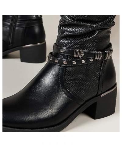 Cowboy Boots for Women Lace Up Boots for Women Western Cowboy Boots Wedge Ankle Boots Z 14-black $20.79 Outdoor Shoes