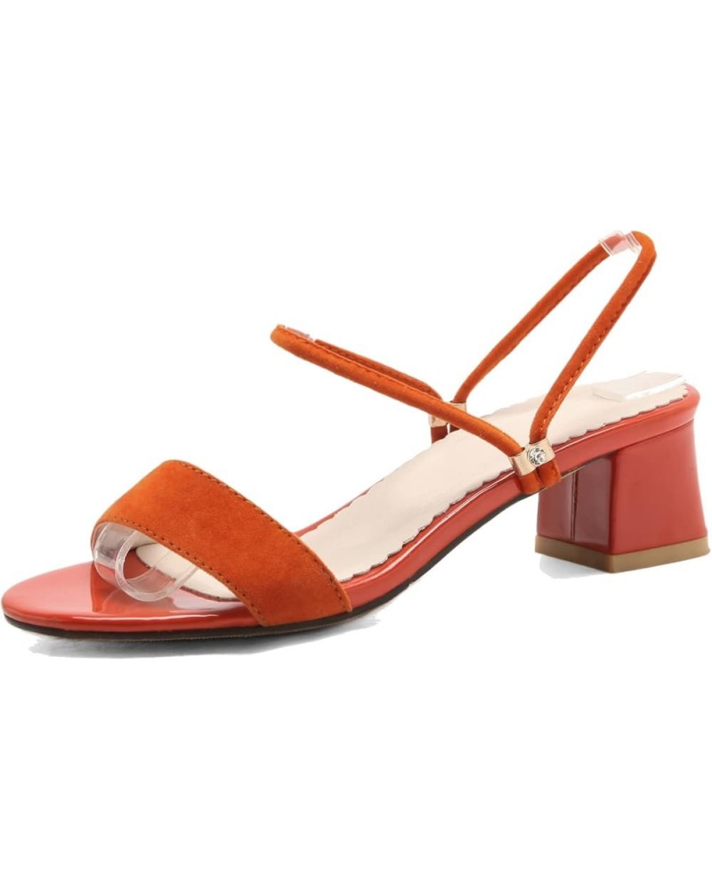 Woman's Elegant Slip on Sandals Lightweight Open Toe Double Strap Backless Block Mid Heel Slippers Orange $29.13 Sandals