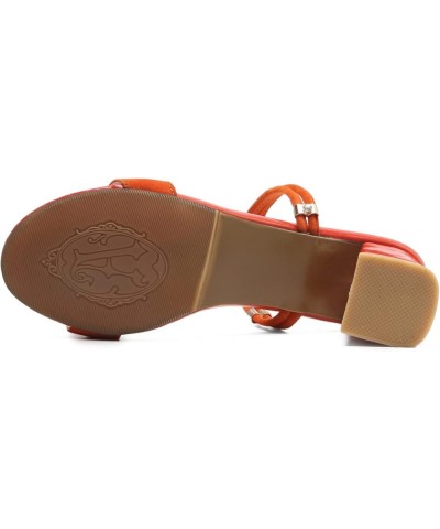 Woman's Elegant Slip on Sandals Lightweight Open Toe Double Strap Backless Block Mid Heel Slippers Orange $29.13 Sandals