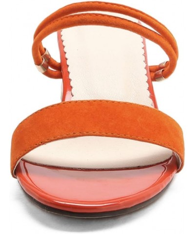 Woman's Elegant Slip on Sandals Lightweight Open Toe Double Strap Backless Block Mid Heel Slippers Orange $29.13 Sandals