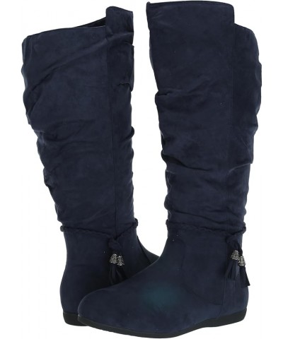 Women's Cloudwalkers Wide Fit Tall Boot Kendra Fashion Navy $33.80 Boots