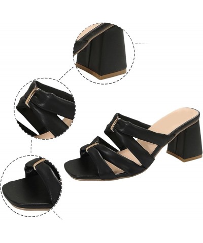 Women's Wedge Sandals New Pattern Simple Solid Color Thick Heel Open Toe Breathable And Womens Embellished Sandals Black $13....