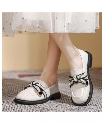 Women's with Bow Single Shoes Fashion Large Size Flat Shoes Ladies Summer Shoes Unisex for Party Club Work White $22.15 Flats