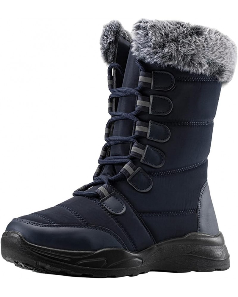 Winter Boots for Women Fashionable Women's Black Work Boots Waterproof Waterproof Snow Boots Wide Woman Winter Leather Knee H...