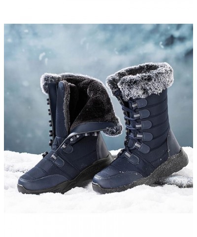 Winter Boots for Women Fashionable Women's Black Work Boots Waterproof Waterproof Snow Boots Wide Woman Winter Leather Knee H...