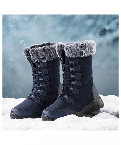 Winter Boots for Women Fashionable Women's Black Work Boots Waterproof Waterproof Snow Boots Wide Woman Winter Leather Knee H...