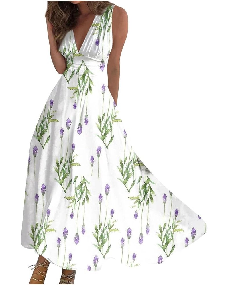 Maxi Dress for Women,Women's Casual Maxi Dress Sleeveless V Neck Summer Casual Boho Floral Print Sundresses 4-mint Green $12....