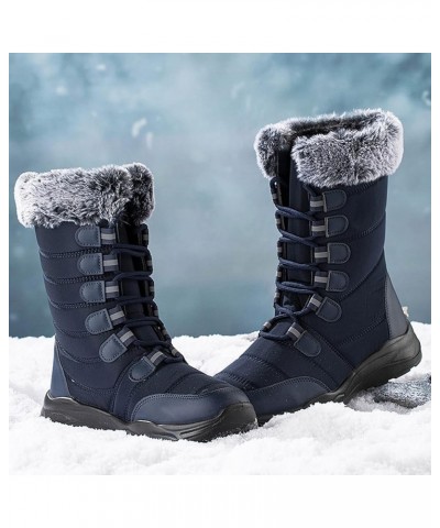 Winter Boots for Women Fashionable Women's Black Work Boots Waterproof Waterproof Snow Boots Wide Woman Winter Leather Knee H...